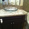 Delicatus White Bath Top with Glass Vessel Sink 